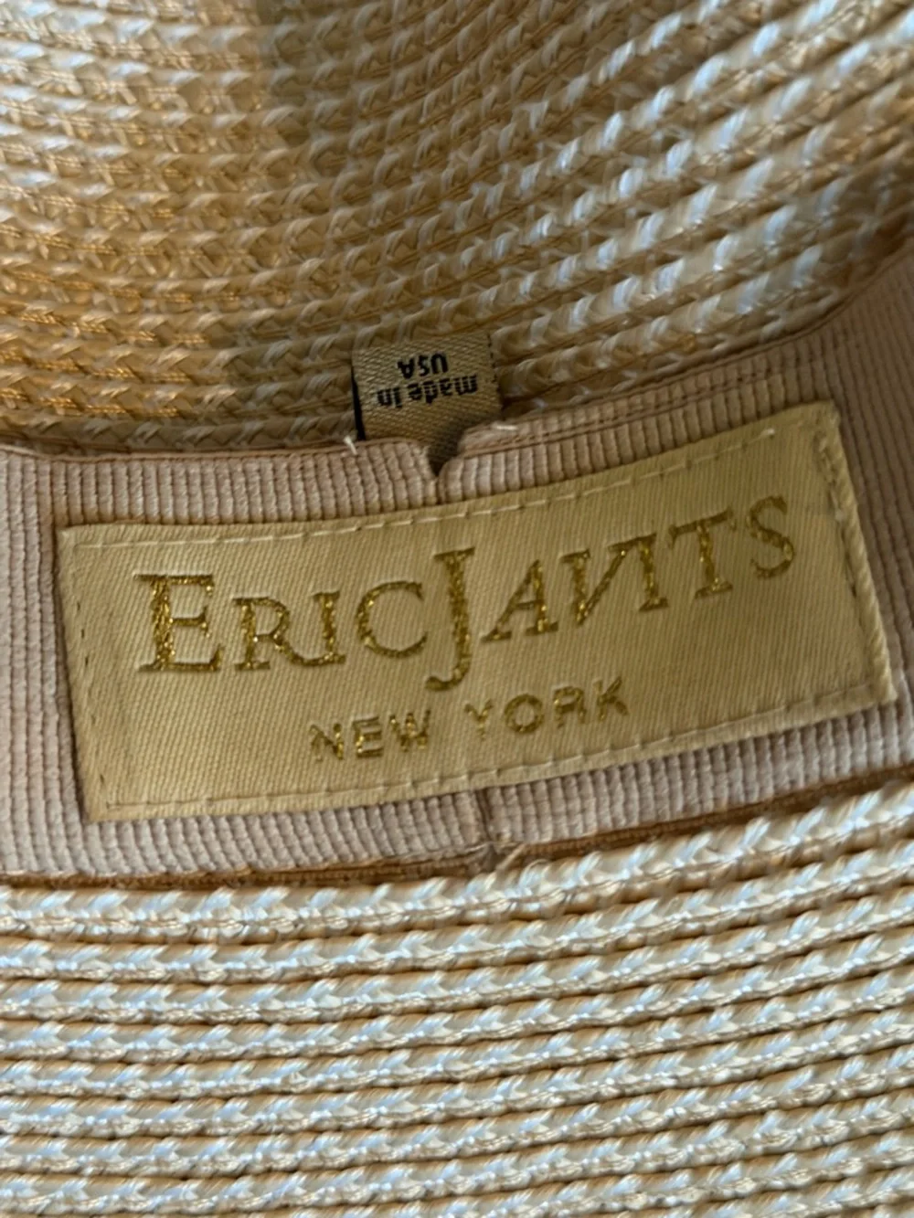 NWOT - ERIC JARVIS Wide-Brim BELLA Straw Sun Hat - Beige - 51/2” brim. - Picture 3 of 4